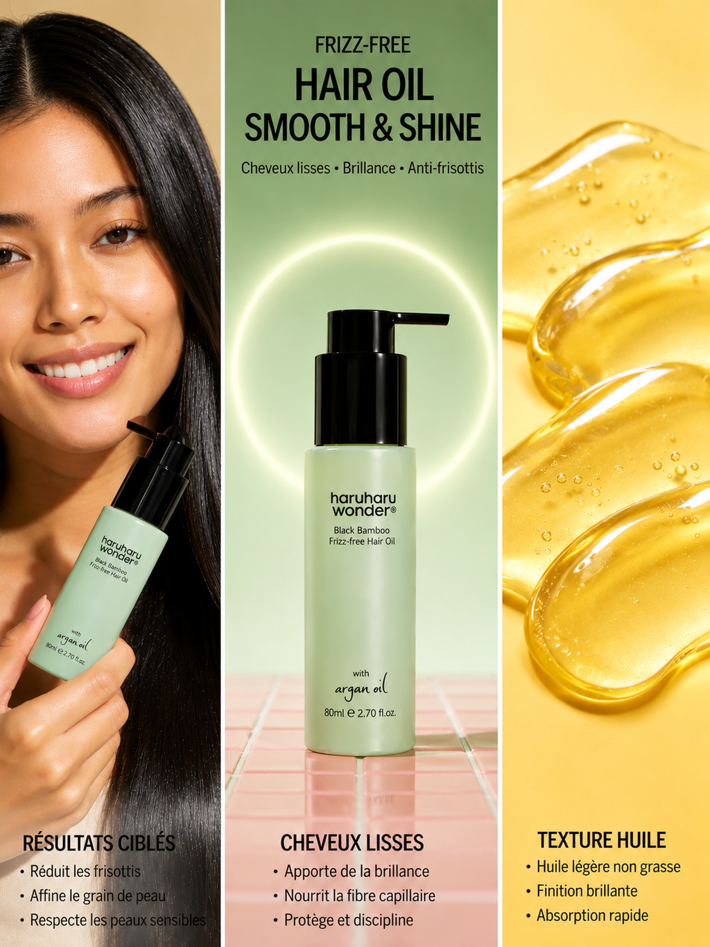 Haruharu Wonder -  Black Bamboo Frizz-free Hair Oil - 80 ml
