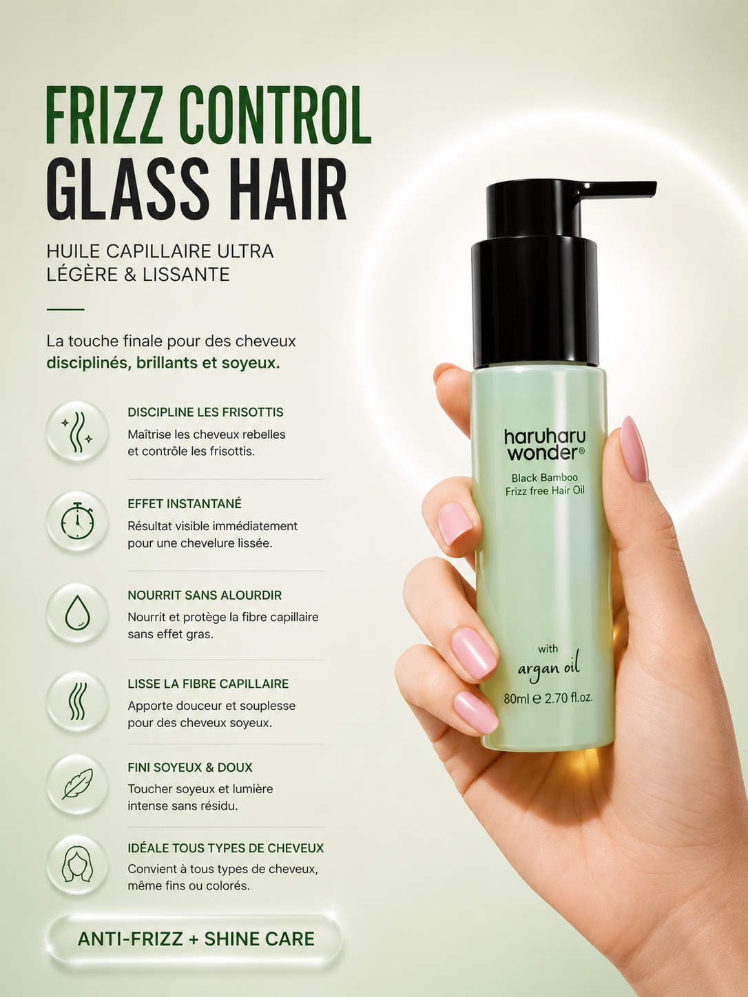 Haruharu Wonder -  Black Bamboo Frizz-free Hair Oil - 80 ml