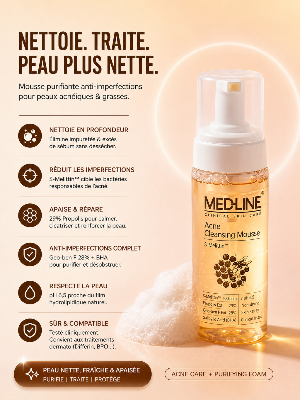 MEDLINE S-MELITIN - Acne-Cleansing Mousse -  150ml