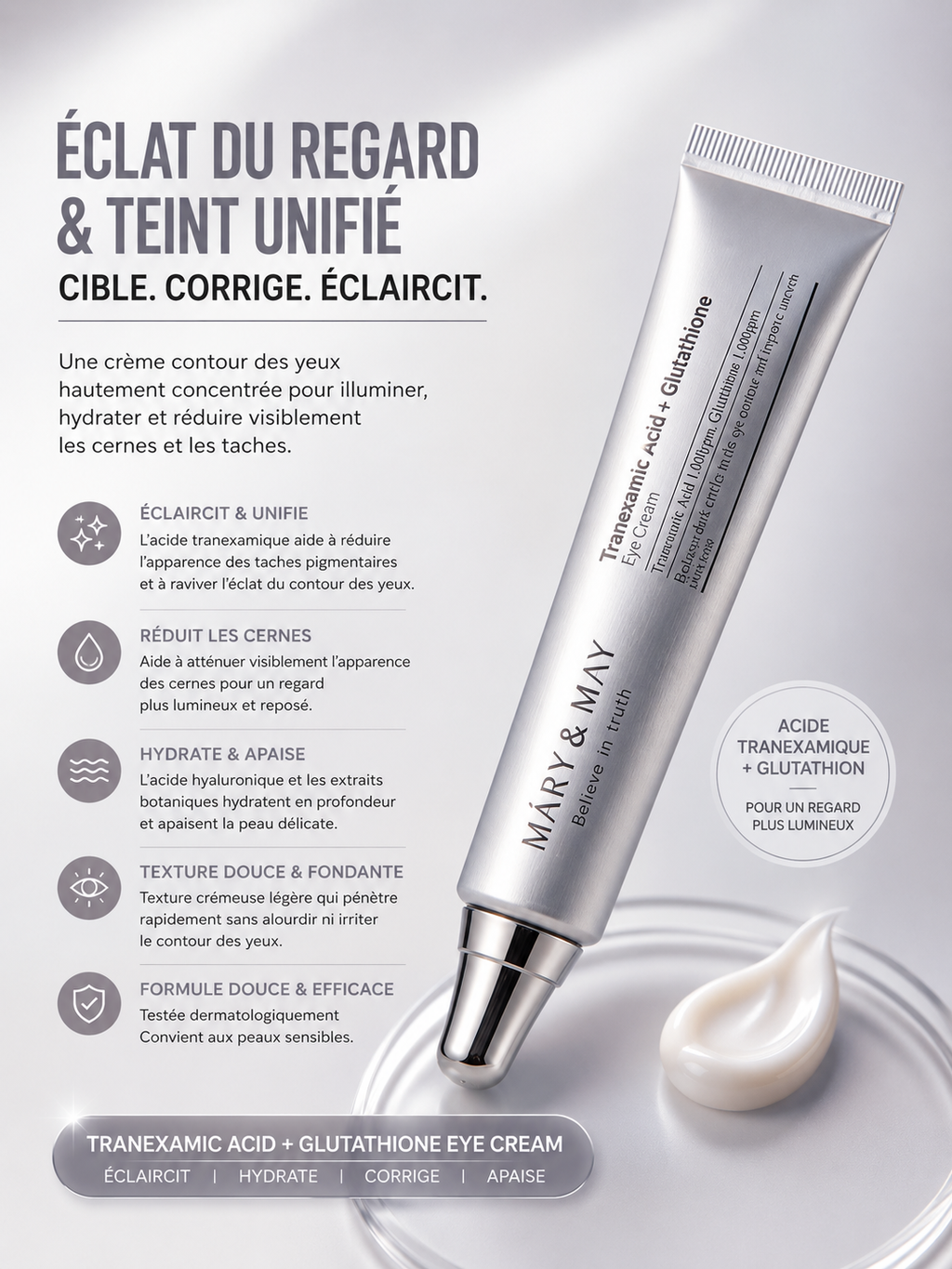 MARY&MAY Tranexamic Acid + Glutathione Eye Cream 30ml