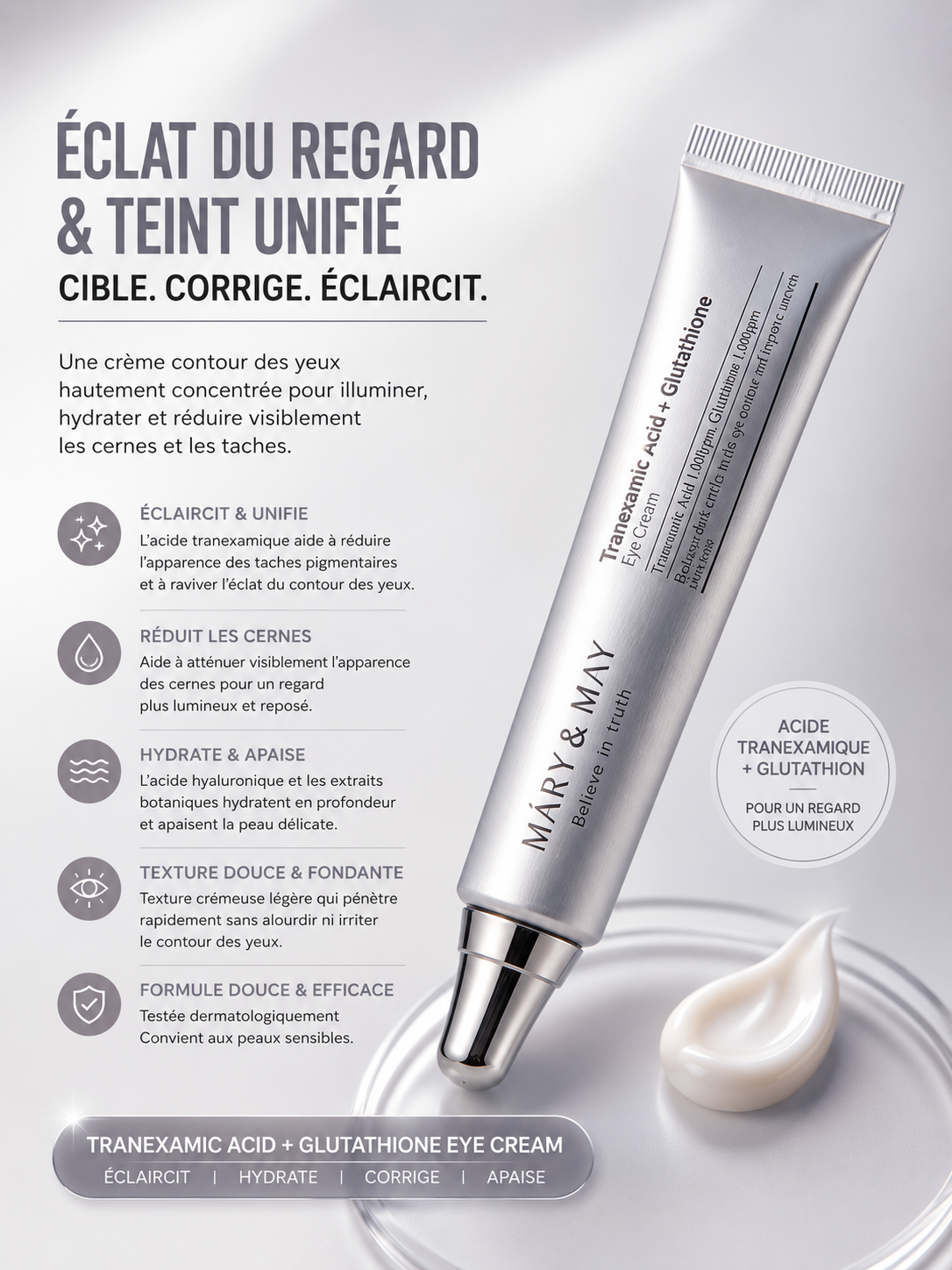 MARY&MAY Tranexamic Acid + Glutathione Eye Cream 30ml