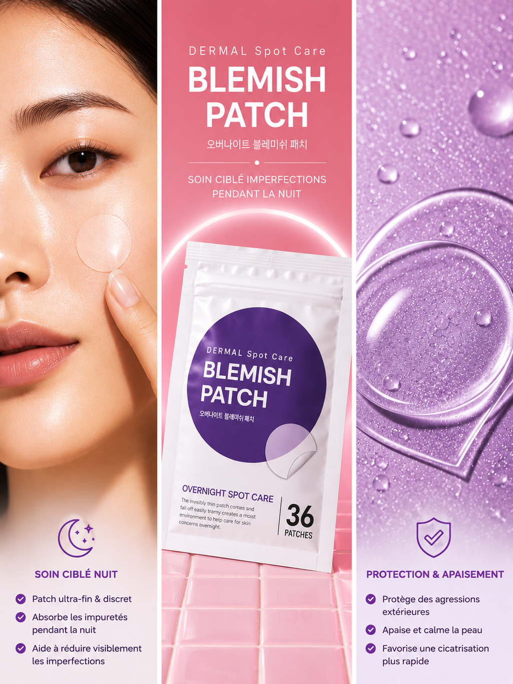 DERMAL - Patch anti bouton - Night Blemish ( 36 patches/set)