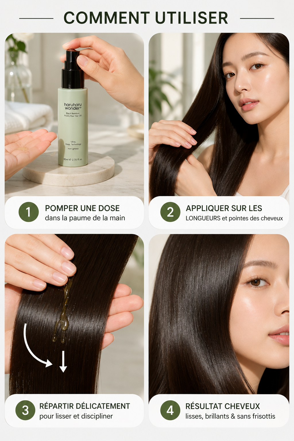 Haruharu Wonder -  Black Bamboo Frizz-free Hair Oil - 80 ml