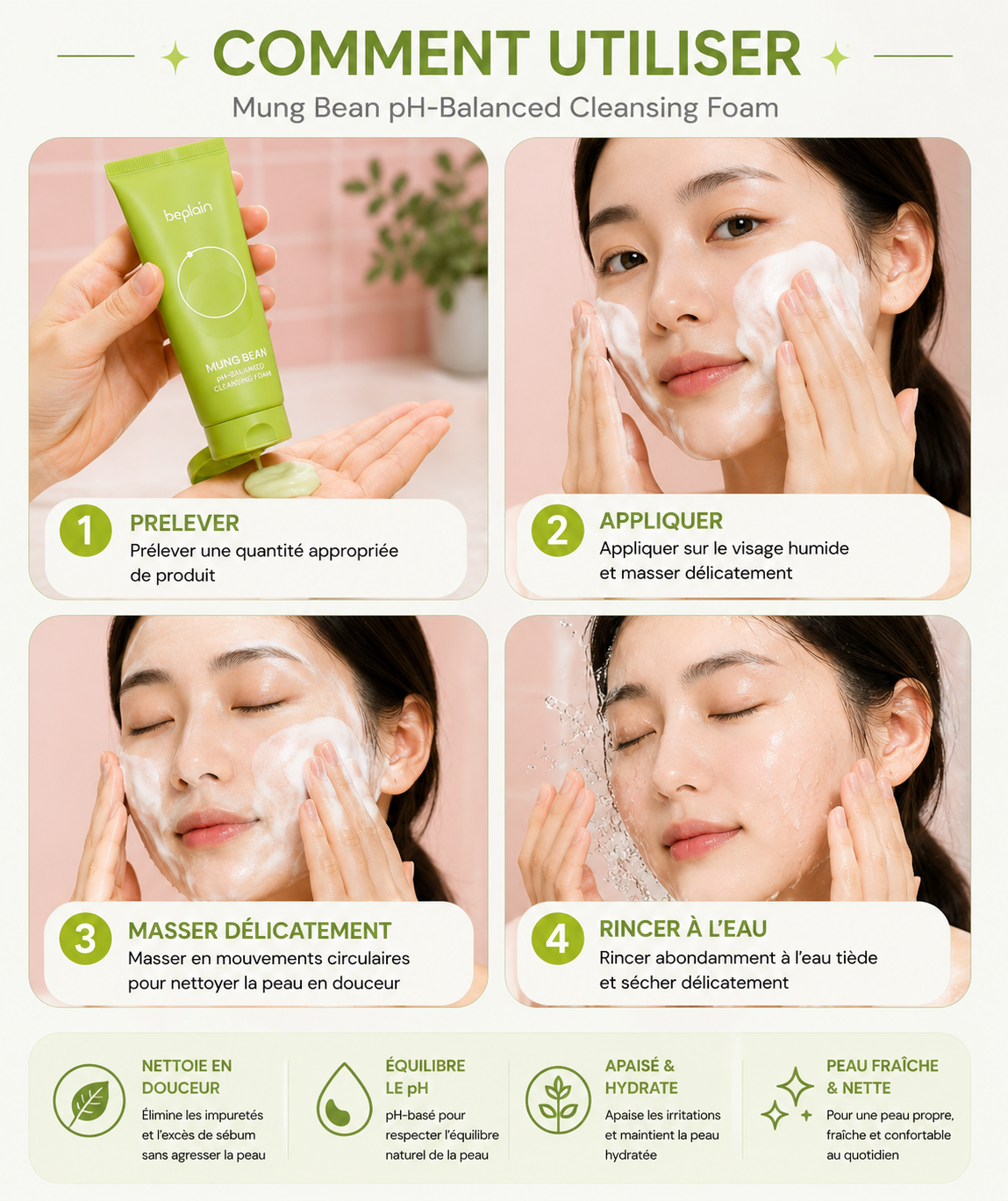 Beplain - Mung Bean Ph-balanced Cleansing Foam