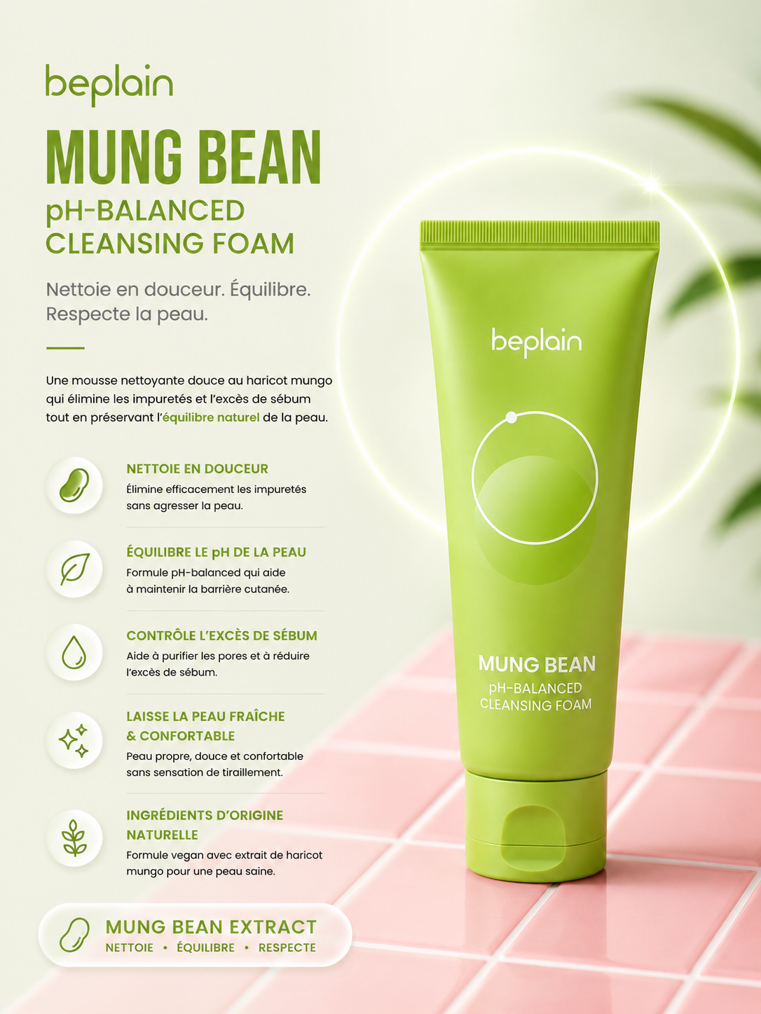 Beplain - Mung Bean Ph-balanced Cleansing Foam