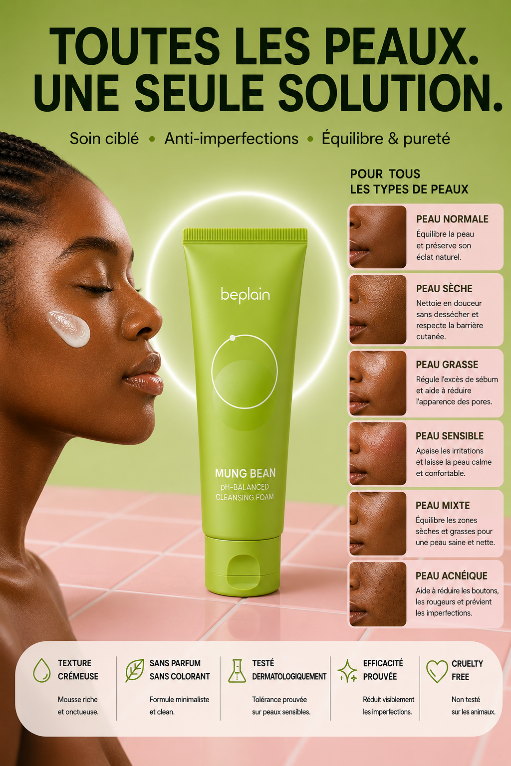Beplain - Mung Bean Ph-balanced Cleansing Foam